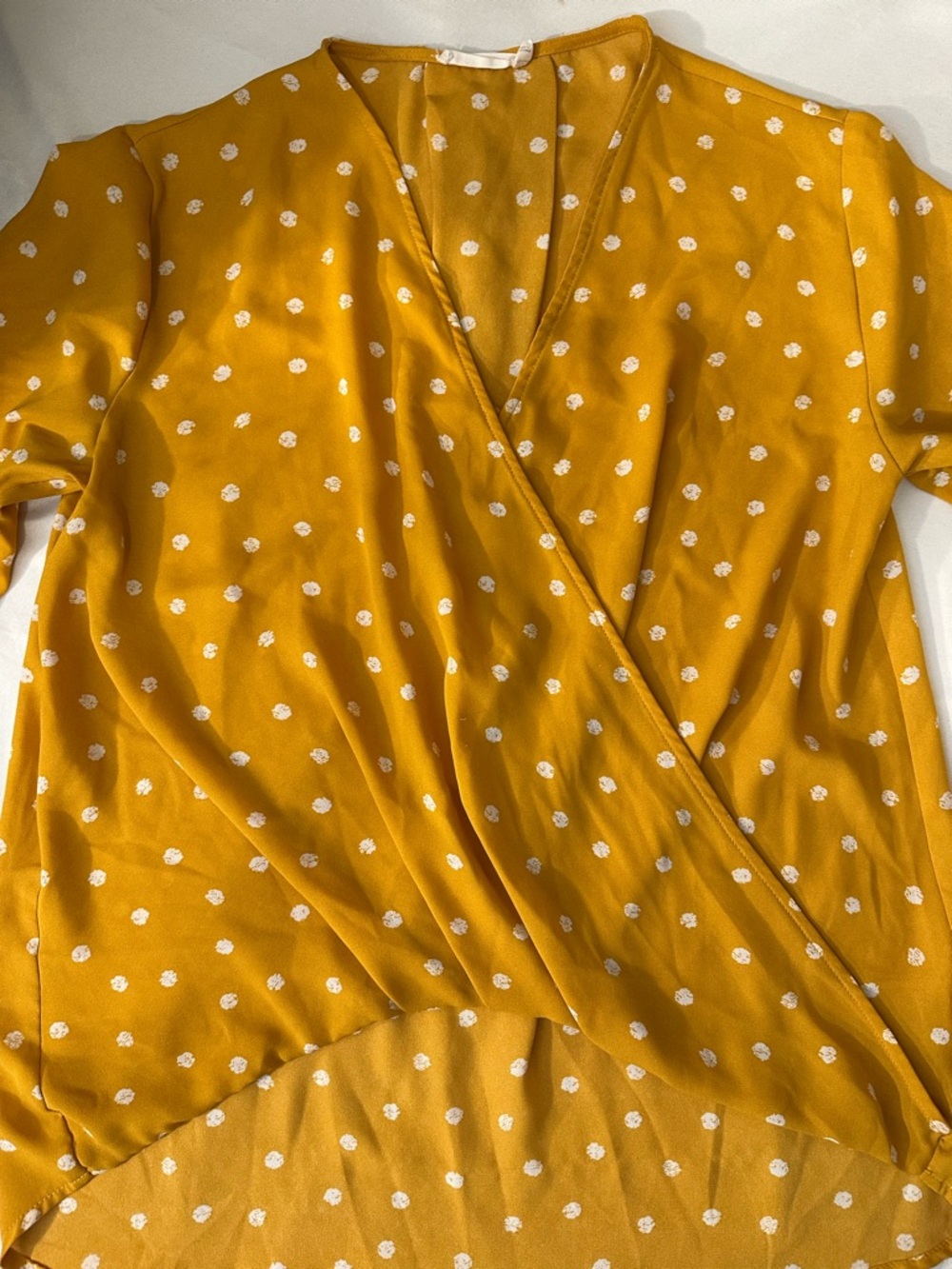 Lush mustard yellow blouse‎ with white dots